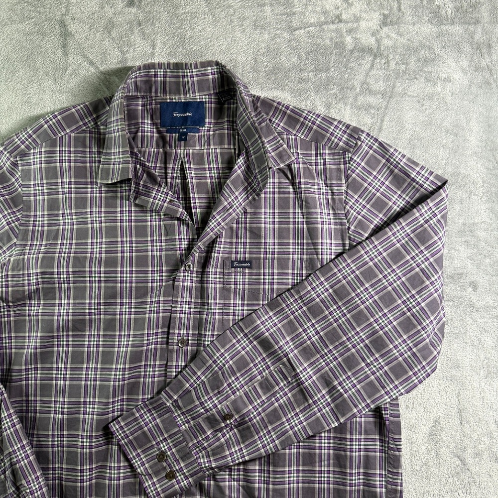 Faconnable Club Plaid Button Down Long Sleeve‎ Shirt Gray Purple M